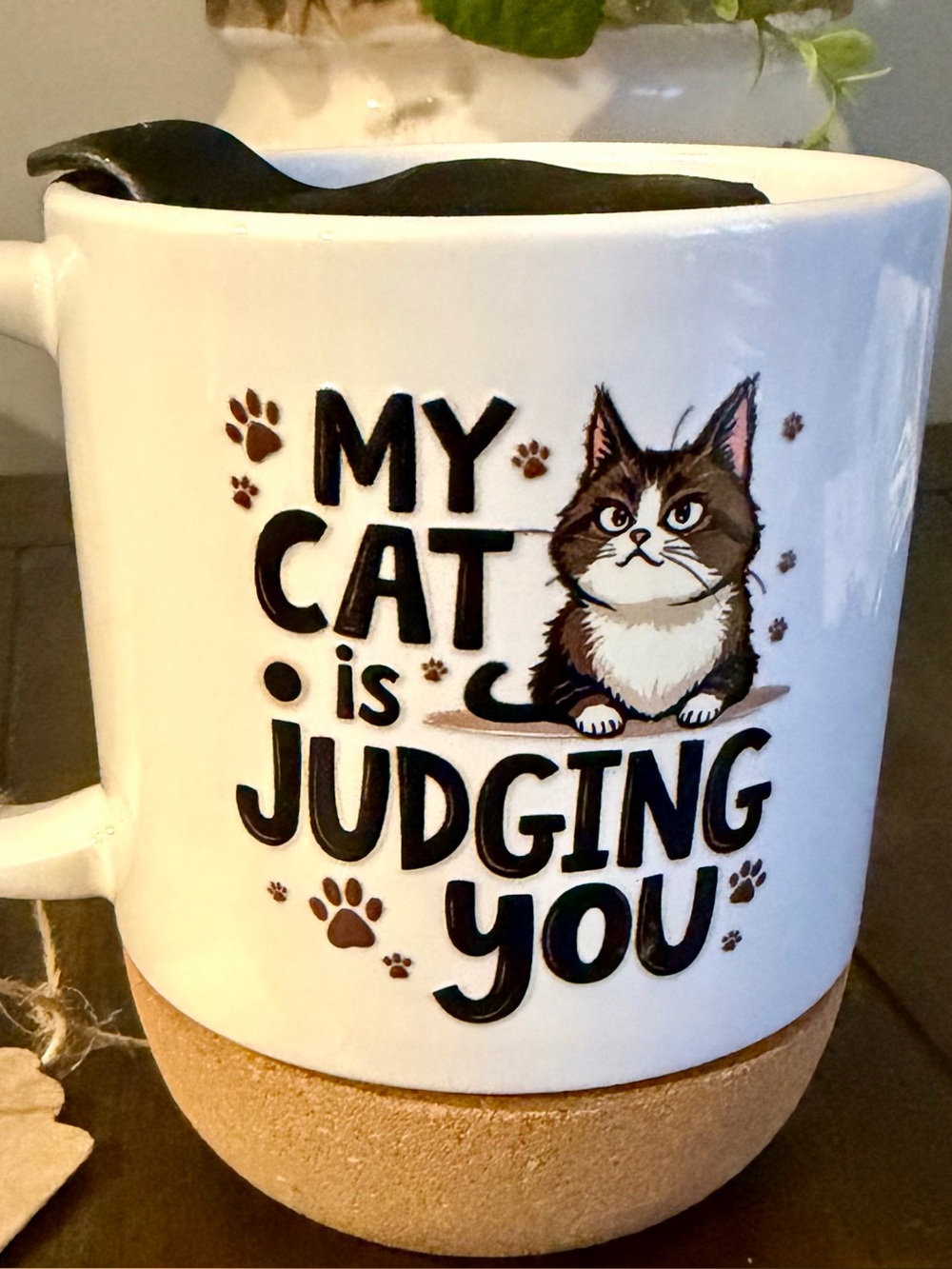 Set of Two coffee mugs with funny cat sayings.